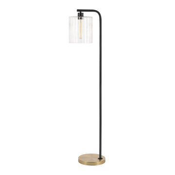 Easton 60.75" Modern Minimalist Metal/Ribbed Glass LED Floor Lamp - JONATHAN Y